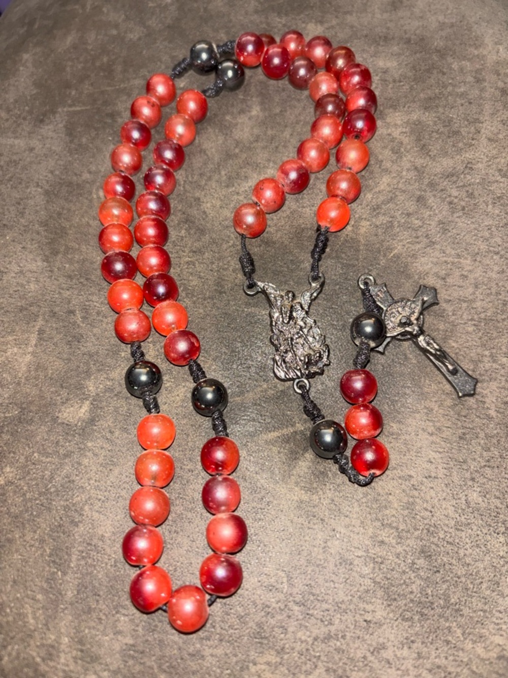Handcrafted Dragon Skin Bead St Michael Rosary